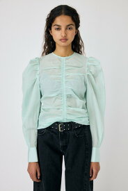 【SALE／30%OFF】MOUSSY NO COLLAR GATHER ブラウス マウジー トップス シャツ・ブラウス ホワイト ブラック【送料無料】