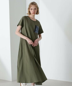 AVIREX DENIM POCKET FLARE ONEPICE/�f�j�� �|�P�b�g �t���A �����s�[�X �A���B���b�N�X �����s�[�X�E�h���X �����s�[�X �O���[�� �u���[ �u���b�N ���b�h �p�[�v���y���������z