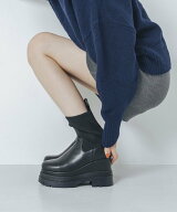 EVOL 【ふかふか・クッション入り】11cmニットショートブーツ イーボル シューズ・靴 ブーツ ブルー【送…