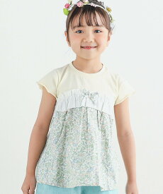 【SALE／12%OFF】SLAP SLIP 【お揃い】花柄フリルドッキング半袖Tシャツ(80~140cm) ベベ オンライン ストア トップス カットソー・Tシャツ ホワイト オレンジ