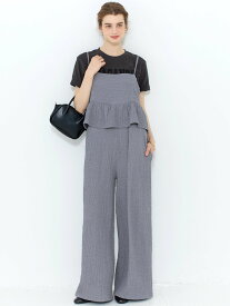 【SALE／33%OFF】coca 【吸水速乾】ペプラムクロスシャーリングオールインワン コカ オールインワン・オーバーオール オールインワン・つなぎ ブラック グレー