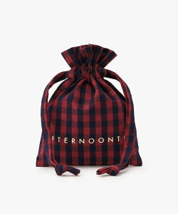 Afternoon Tea LIVING ギンガムチェック巾着ポーチ アフタヌーンティー・リビング 財布・ポーチ・ケース ポーチ レッド