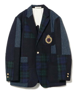BEAMS PLUS �y�ʒ��zACADEMY by Blackstock & Weber / 3B Jacket Harris Tweed Patchwork �r�[���X ���� �W���P�b�g�E�A�E�^�[ �e�[���[�h�W���P�b�g�E�u���U�[ �l�C�r�[�y���������z