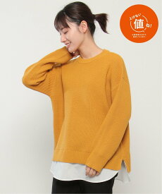 【SALE／20%OFF】ikka 裾レイヤードニットプルオーバー イッカ トップス ニット ブルー ブラック イエロー ベージュ