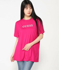 GUESS (W)ELLE T-Shirt ゲス トップス カットソー・Tシャツ ピンク ブラック【送料無料】