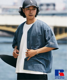 【SALE／30%OFF】JOURNAL STANDARD relume 吸水速乾 RUSSELL ATHLETIC 別注 Dri-Power(R) ベースボールシャツ ジャーナル スタンダード レリューム トップス シャツ・ブラウス ブラック グレー ブルー【送料無料】