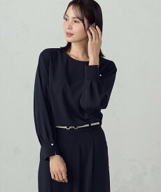 COMME CA ISM 【セットアップ対応】ポリエステルツイル パールボタンブラウス コムサイズム トップス シャツ・ブラウス グレー ネイビー ホワイト【送料無料】