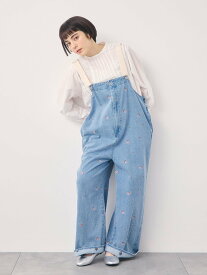 Samansa Mos2 【オーガニックコットン】デニムサロペット サマンサモスモス オールインワン・オーバーオール オーバーオール・サロペット ブルー ベージュ【送料無料】