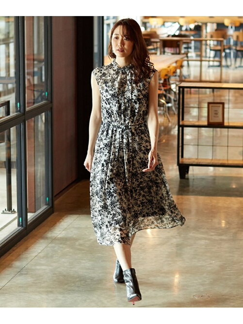 高級感 ワンピース モノトーンシルエットプリント 長袖ワンピース Rayabrassband Com