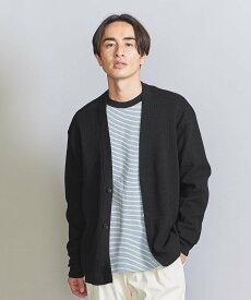 【SALE／50%OFF】BEAUTY&YOUTH UNITED ARROWS グリッド リブ 2ボタン カーディガン ユナイテッドアローズ アウトレット トップス カーディガン ネイビー ブラック【送料無料】