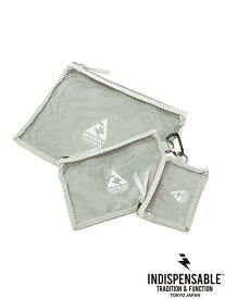 INDISPENSABLE INDISPENSABLE/(U)IDP 3P MESH POUCH ハンドサイン 財布・ポーチ・ケース ポーチ グレー カーキ ネイビー ブラック ベージュ