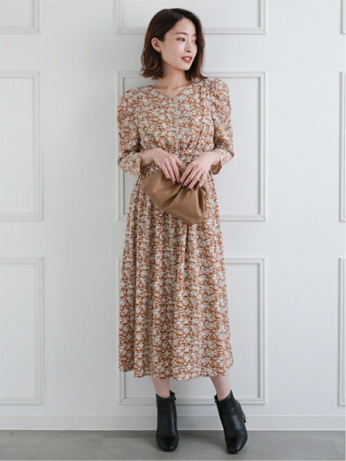 Clear 袖シャーリング花柄ワンピース Rakuten Fashion 楽天ファッション 旧楽天ブランドアベニュー Bv9566