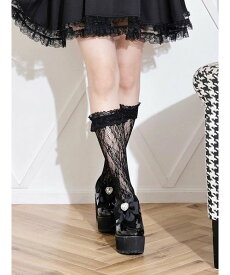 NOEMIE レースハイソックス ノエミー 靴下・レッグウェア その他の靴下・レッグウェア ホワイト ブラック