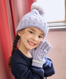 【SALE／30%OFF】ANY KIDS ケーブルニット手袋 エニィ ファッション雑貨 手袋 ピンク