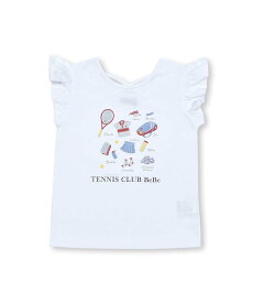 【SALE／50%OFF】BeBe テニスプリントバッククロスTシャツ(90~150cm) ベベ オンライン ストア トップス カットソー・Tシャツ イエロー ホワイト