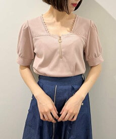 【SALE／33%OFF】axes femme ハーフジップパフ袖プルオーバー アクシーズファム トップス カットソー・Tシャツ ホワイト ブラック ピンク