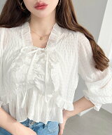 【SALE／14%OFF】moment+ シアースモッキングライクフロントシャーリングキャミ+フリルリボンボレロ セッ…