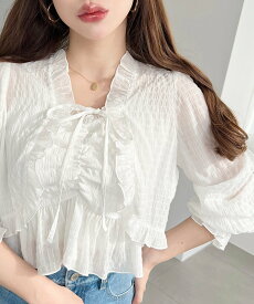 【SALE／14%OFF】moment+ シアースモッキングライクフロントシャーリングキャミ+フリルリボンボレロ セット モーメントプラス トップス アンサンブル ブラック イエロー ピンク ホワイト ブルー ベージュ