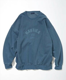 【SALE／20%OFF】NAUTICA Pigment Dyed Felt Patch Arch Logo Crewneck Sweatshirt フリークスストア トップス スウェット・トレーナー グレー ベージュ ブルー ネイビー【送料無料】