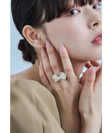 niana パールリボンリング 指輪 レディース フリーサイズ ゴールド シルバー 結婚式 二次会 ビーフラット アクセサリー・腕時計 リング・指輪 シルバー ゴールド