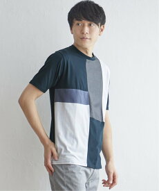 【SALE／15%OFF】ikka TRツイル切り替えTシャツ イッカ トップス カットソー・Tシャツ ブルー ホワイト グリーン ネイビー