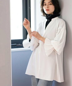 【SALE／62%OFF】OPAQUE.CLIP プリーツキャンディスリーブブラウス【洗濯機洗い可】 オペークドットクリップ トップス シャツ・ブラウス ホワイト ピンク カーキグリーン ブラック