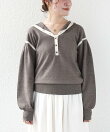 【WEB限定】<手洗い可能>トリム ヘンリーネック フード ニット パーカ
