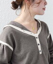 【WEB限定】<手洗い可能>トリム ヘンリーネック フード ニット パーカ