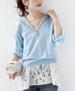 【WEB限定】<手洗い可能>トリム ヘンリーネック フード ニット パーカ