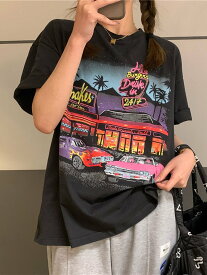 Zoe Jenko アメカジプリント Tシャツ 9348 ゾエ ジェンコ トップス カットソー・Tシャツ ブラック グレー