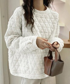 【SALE／30%OFF】miniministore キルティングトレーナー レディース 韓国 ミニミニストア トップス スウェット・トレーナー ブラック ネイビー オレンジ ホワイト グレー