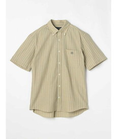 Aquascutum MEN Cotton Linen Stripe Short Sleeve Shirt アクアスキュータム トップス シャツ・ブラウス ベージュ ブルー【送料無料】