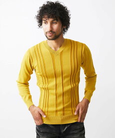 MICHEL KLEIN HOMME 切り替えストレッチVネックニット ミッシェルクランオム トップス ニット ネイビー レッド イエロー【送料無料】