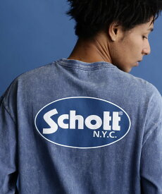 【SALE／30%OFF】Schott LS T-SHIRT OVAL LOGO/オーバルロゴ ロングスリーブ Tシャツ ショット トップス カットソー・Tシャツ ブルー オレンジ グリーン グレー【送料無料】