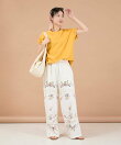 インド フラワー クロス刺繍 レース パンツ