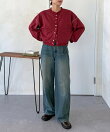 多ボタンメロー裏毛カーディガン