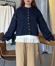 多ボタンメロー裏毛カーディガン