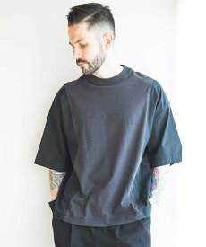 MR.OLIVE MIX MATERIAL / S/S CREW NECK SHIRT ミスターオリーブ トップス カットソー・Tシャツ グレー ホワイト【送料無料】