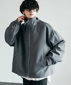 【SALE／20%OFF】Rocky Monroe オーバーサイズポリトロハイスタンドカラーブルゾン ロッキーモンロー ジャケット・アウター ブルゾン・ジャンパー ブラック ブルー グレー ホワイト【送料無料】