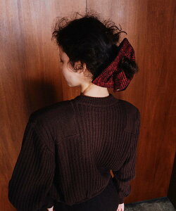 URBAN RESEARCH ROSSO heyep Plaid Square Scrunchie �A�[�o�����T�[�`���b�\ �w�A�A�N�Z�T���[ �w�A�S�� �O���[ ���b�h�y���������z