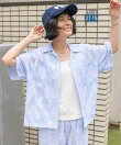 インド カットジャガード半袖シャツ<セットアップ対応>