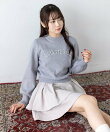 ビジューロゴニットトップス