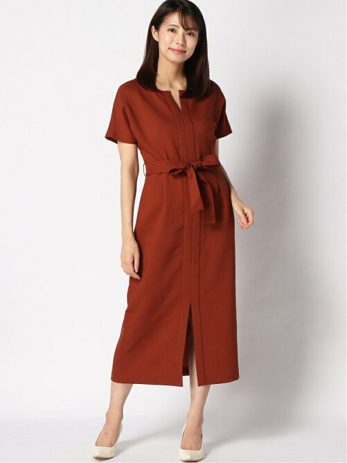 Elura ウエストベルトアイライン麻調ワンピース リネンロングワンピース ロングワンピース 大きいサイズ ゆったり 体形カバー Rakuten Fashion 楽天ファッション 旧楽天ブランドアベニュー Bj2575