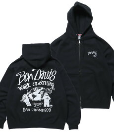 BEN DAVIS / WHITE LABEL 【BEN DAVIS(ベンデイビス)】WALL TAGGING ZIP HOODIE / ロゴ ビッグ スウェット ジップパーカー ナバル トップス パーカー・フーディー ブラック ホワイト ブラウン【送料無料】