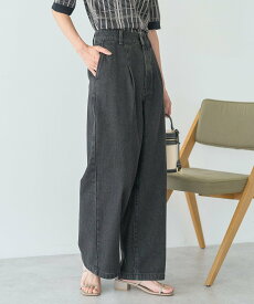 【SALE／35%OFF】AMERICAN HOLIC タックワイドデニム アメリカンホリック パンツ ジーンズ・デニムパンツ ブラック