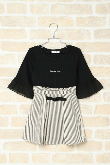 Ikka キッズ ウエストベルトドッキングワンピース 120 160cm