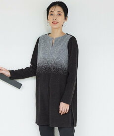 【SALE／43%OFF】EVEX by KRIZIA 23AW*Wings掲載*グラデーションウールジャカードキーネックチュニック エヴェックス バイ クリツィア トップス カットソー・Tシャツ ブラック ブルー【送料無料】