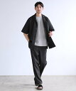 SPU 【セットアップ 2点セット】接触冷感テックリネンノーカラー半袖カーデorオープンカラー半袖シャツ/＆テーパードパンツセットアップ カジュアル トップス カーディガン ベージュ グレー ブラック ネイビー【送料無料】