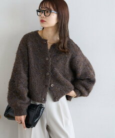 Discoat 【新色追加!/WEB限定】MIXブークレシャギーカーディガン ディスコート トップス カーディガン ブラウン ブラック ベージュ ホワイト ピンク グリーン ブルー イエロー【送料無料】