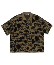 A BATHING APE 1ST CAMO JACQUARD LOGO RELAXED FIT POLO ア ベイシング エイプ トップス ポロシャツ カーキグリーン【送料無料】